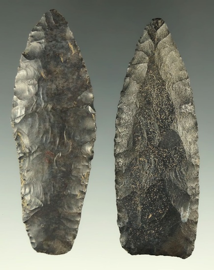 Pair of Paleo Lanceolates made from Upper Mercer Flint, largest is 2 5/8".