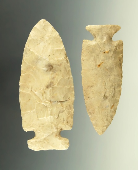 Pair of Archaic Points, largest is 3 13/16", including a Sidenotch found in Buck Twp., Hardin Co., O