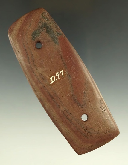 4 7/16" Woodland Rectangular Gorget found in Montgomery Co., Ohio. Ex. Schatz, Driskill.