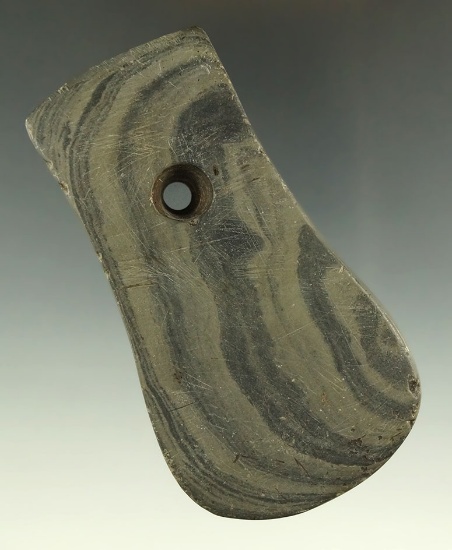 3 3/4" Adena Keyhole Pendant found in Licking Co., Ohio. Ex. Bill Teil Collection.