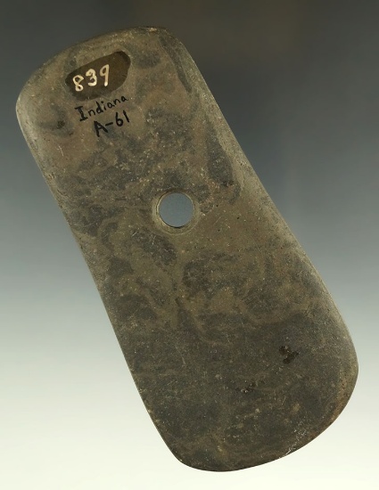 4 13/16" Adena Keyhole Pendant found in Indiana. Ex. Marvin Gilley, Lucas Lacey Collections.