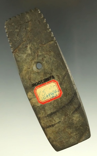 4 1/4" Hopewell Rectangular Pendant with a rare fringed top, Wayne Co., Indiana.  Ex. McDaniel.