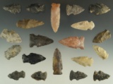 Group of 20 Assorted Arrowheads including two Fishspears, largest is 1 15/16