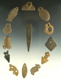 Set of 13 Very Unique Drilled Pendants that were found in the arrangement of a necklace - Ohio.