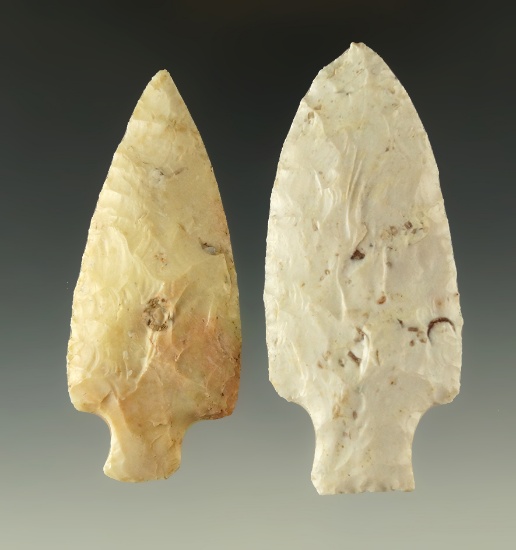 Ex. Museum! Pair of Tablerock points found in Missouri, largest is 2 15/16". Both are nicely made.
