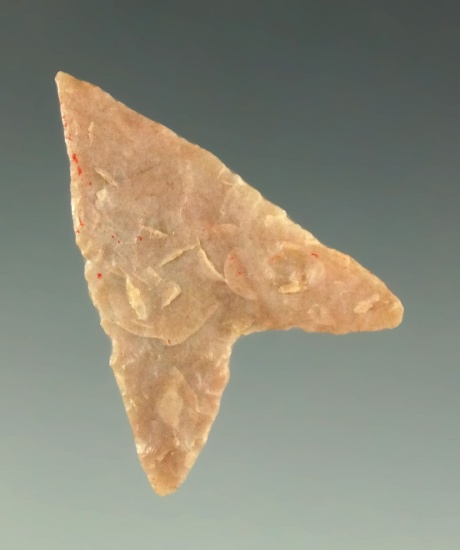 1 3/16" Starr point made from attractive pink material found in Texas. Ex. Charles Shewey.