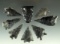 Set of eight assorted arrowheads, most are obsidian, found near Fort Rock Oregon,