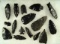 Set of 16 assorted obsidian artifacts found in the Great Basin area, largest is 2 15/16