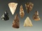 Set of seven assorted Triangular points found near the Columbia River, largest is 1 9/16