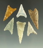 Ex. Museum! 6 Canalino Triangular points found in California. Largest is 1 1/8