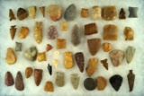 Large group of assorted artifacts found in the High Plains area including Gunflints, Paleo  bases….