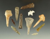 Set of 11 Drills and Tools found in the Great Basin area, largest is 1 3/4