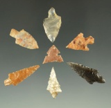 Set of seven Columbia River Gempoints, largest is 1 1/16