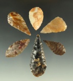 Set of six leaf style points found near the Columbia River in very good condition.