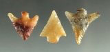 Set of three nice Columbia River Gempoints made from quality material, largest is 7/8