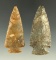 Nice pair of well flaked arrowheads found in Kansas, largest is 2 11/16