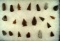 Group of assorted arrowheads and scrapers found in the Dakotas, largest is 1 5/8