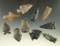 Set of 10 assorted arrowheads found in the Ohio/Kentucky area. Largest is 1 7/8