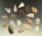 Group of 18 assorted arrowheads found in the Plains region, largest is 1 5/8