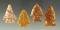 Set of four very nice Plains area Cornernotch arrowheads, largest is 1 1/4
