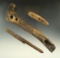 3 Alaska bone artifacts including a harpoon toggle, harpoon tip, and an adze/scraper handle.