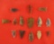 Set of 14 Plains area arrowheads, two are metal. Largest is 1 1/4