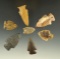 Set of seven assorted Plains area arrowheads, largest is 1 3/4