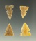 Set of four nice Sidenotch arrowheads made from beautiful material found in North Dakota.