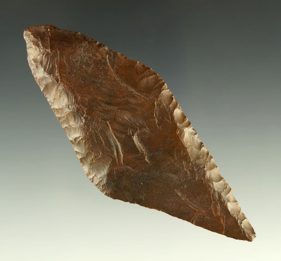 3 1/2" Harahey Knife made from attractive brown Jasper found in the Plains region.