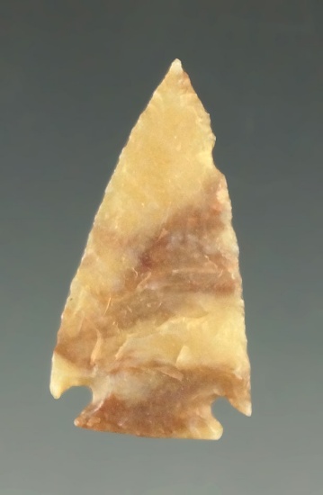 1 1/16" exceptionally thin Cornernotch arrowhead made from Alibates Flint.