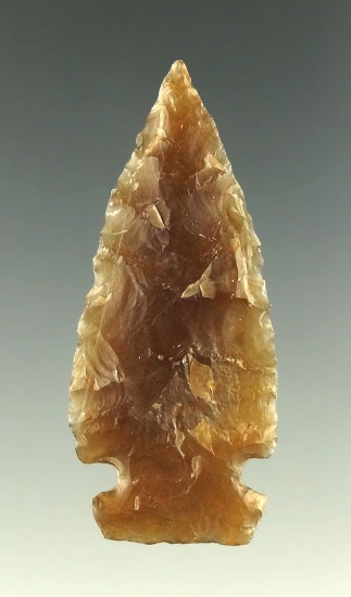 1 3/4" Sidenotch made from semi translucent Knife River Flint found in the Plains region.