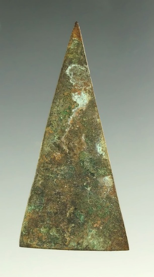 1 3/4" Triangular metal arrowhead salvaged from a barrel band found in Kansas.