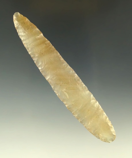 Incredible flaking! 3 13/16" Bi-pointed Knife made from Highly translucent agate - Plains area.