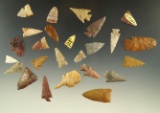 Group of 25 assorted Plains area arrowheads, largest is 1 5/16