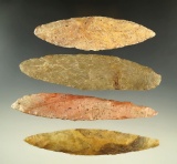 Set of four large Knives found in the Midwestern U. S. Largest is 5 5/8