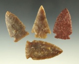 Set of 4 very nice Plains area arrowheads in good condition made from quality material.