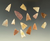 Nice group of 15 assorted Triangle points - Plains region made from various materials.