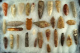 Group of assorted Flint artifacts found in the Western U. S. Largest is 2 5/8
