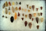 Large group of 35+ arrowheads, various styles, materials and conditions - Kansas and Colorado.