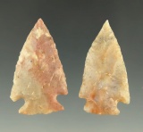 Pair of attractive arrowheads that are nicely flaked - found in Colorado. Largest is 1 11/16