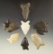 Set of seven assorted Ohio arrowheads, largest is 2