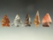 Set of five colorful arrowheads found in Ohio, largest is 1 1/2