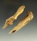 Pair of bone awls, one is a nice Trigger Awl labeled as being from the Feurts site. Ex. Jim Hovan.