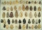 Large group of assorted Ohio arrowheads collected in Wood Co., Amos collection. Largest is 2 5/8