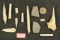 Frame set of stone, slate and bone artifacts all found at the Childers site, largest is 4 15/16