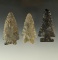 Set of three flint Knives found in Ohio, largest is 2 13/16