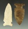 Pair of Archaic Sidenotch points found in Ohio that are well styled. Largest is 2 5/16