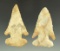 Pair of restored Ohio Thebes points including an E-Notch. Largest is 2 1/2