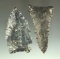 Pair of well patinated nicely styled Coshocton Flint Knives found in Ohio, largest is 2 5/16