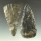 Pair of Coshocton Flint Blades found in Delaware and Marion counties Ohio. Largest is 3 3/8